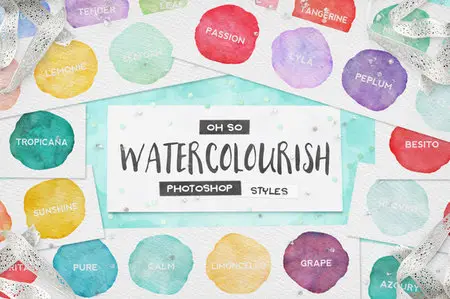 CreativeMarket - 90 Watercolor PS Styles + EXTRAS!