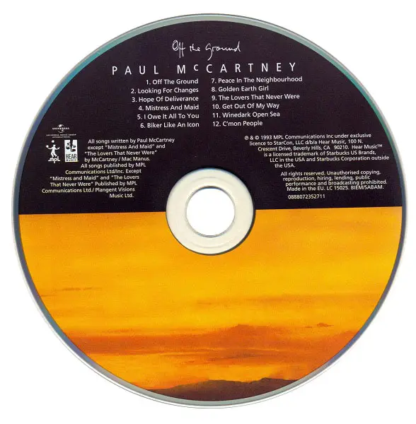 Mccartney hope of deliverance. Paul MCCARTNEY off the ground 1993. Paul MCCARTNEY 1993. Обложка альбома \Paul MCCARTNEY & Wings--1993-off the ground. Off the ground пол Маккартни.