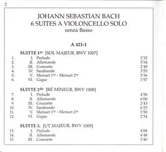 Bach Cello suites-sonate a Cembalo è viola da Gamba Wieland Kuijken Piet Kuijken