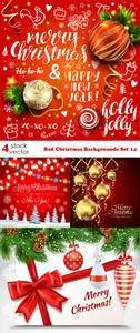 Vectors - Red Christmas Backgrounds Set 14