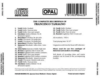 Francesco Tamagno - The Complete Recordings and Three Unpublished Recordings (1990) {Pearl-Opal CD 9846 rec 1903-1904}