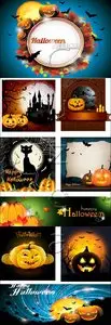 Vector Halloween Poster Backgrounds and Banners Set 3