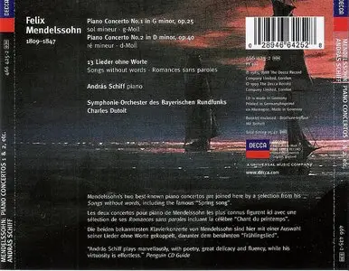 Mendelssohn - Piano Concertos 1 & 2 ~ Songs without words - András Schiff, Charles Dutoit (1983)