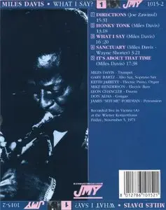 Miles Davis featuring Keith Jarrett - What I Say?, Volume 1 & 2 (1971) {2CD, Jazz Music Yesterday 1015/16-2 rel 1994}