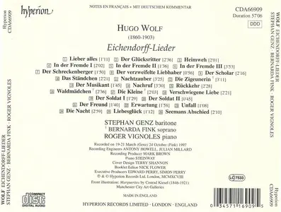 Roger Vignoles, Stephan Genz, Bernarda Fink - Hugo Wolf: Eichendorff-Lieder (1998)