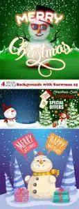 Vectors - Backgrounds with Snowman 25