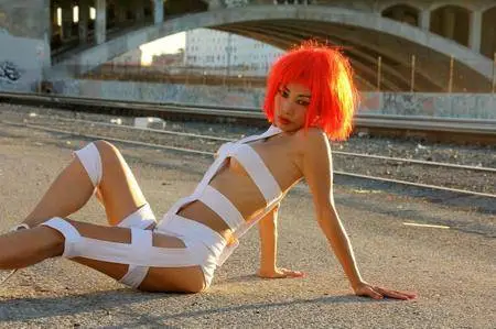 Bai Ling posing as Leeloo from 'The Fifth Element' in LA on October 31, 2015