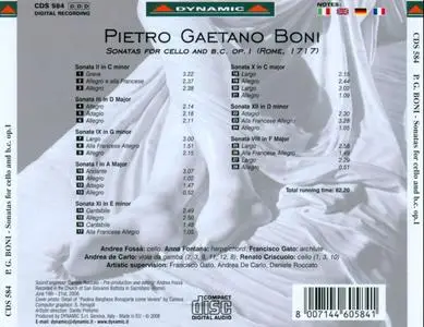 Andrea Fossa, Renato Criscuolo, Anna Fontana, Francisco Gato - Pietro Gaetano Boni: Sonatas for Cello and Bc, Op. 1 (2009)