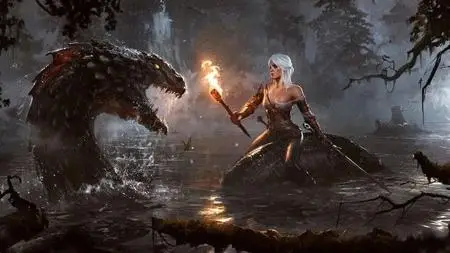 Ciri vs Huge Snake - The Witcher