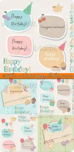 Stickers and labels happy birthday vector