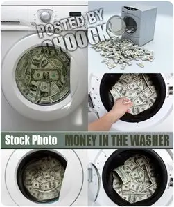 Stock Photo: Money in the washer