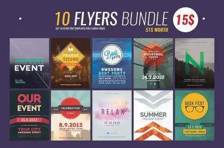 CreativeMarket - 10 Flyer Templates Bundle