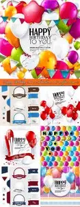 Happy Birthday card with balloons and confetti vector 12