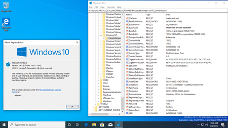 Windows 10 InsiderPreview (20H1) Build 18932.1000