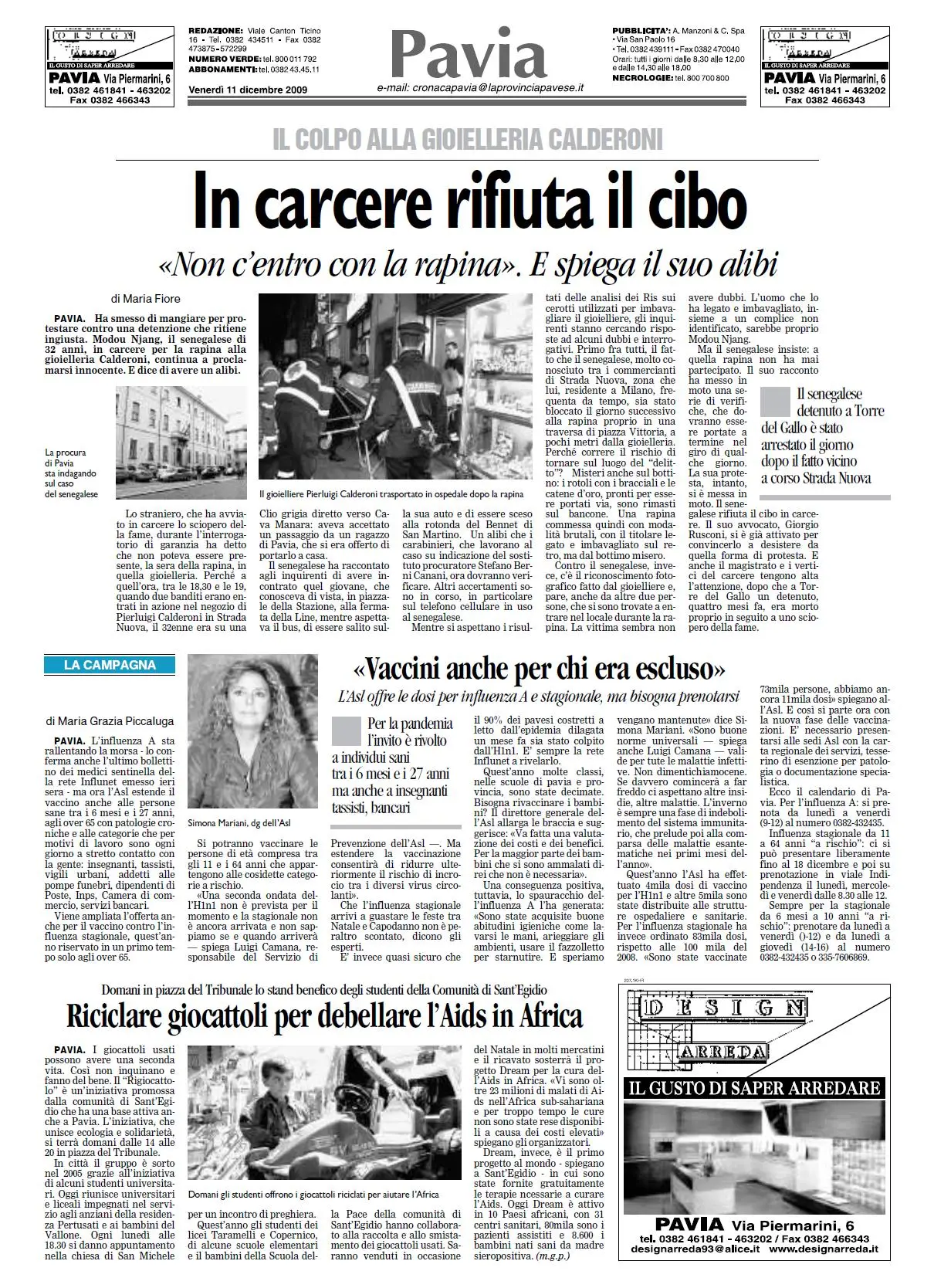 LA  PROVINCIA  PAVESE 11 DICEMBRE 2009