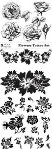 Vectors - Flowers Tattoo Set