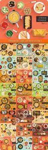 Food on the table top view vector 2