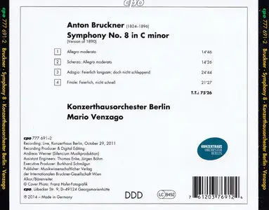 Konzerthausorchester Berlin, Mario Venzago - Anton Bruckner: Symphony No. 8 In C Minor (2014)