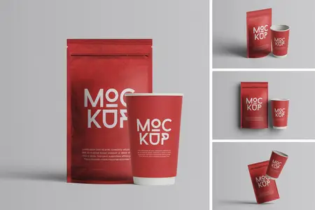 EE - Pouch And Coffee Cup Mokcup 6PRL277