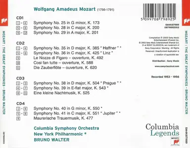 Bruno Walter - Wolfgang Amadeus Mozart: The Great Symphonies [4CDs] (2003)