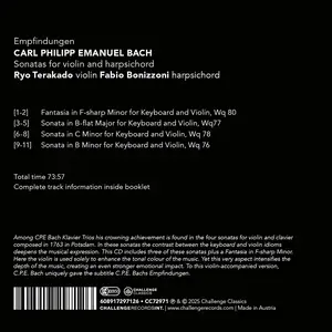 Ryo Terakado, Fabio Bonizzoni - Carl Philipp Emanuel Bach: Sonatas for violin and harpsichord (2025)