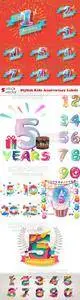 Vectors - Stylish Kids Anniversary Labels