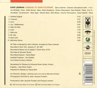 Dave Liebman - Homage to John Coltrane (1987) [2002]