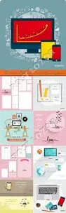 Business work flow items and romantic paper design vector