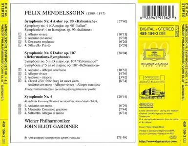 John Eliot Gardiner, Wiener Philharmoniker - Felix Mendelssohn: Symphonies No. 4 "Italian"; No. 5 "Reformation" (1998)
