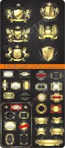 Heraldry gold coat of arms vector set 4