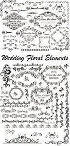 Wedding Floral Elements, Frames Vector