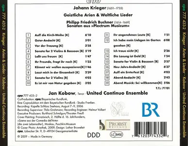 United Continuo Ensemble, Jan Kobow - Johann Krieger: Love Songs & Arias; Philipp Friedrich Buchner: Sonatas (2009)