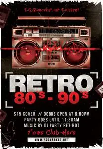 Retro 80s 90s Flyer - PSD Template