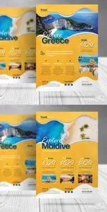 Travel Flyer with Blue and Orange Accents 607849578