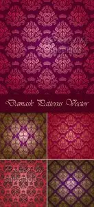 Red Damask Patterns Vector