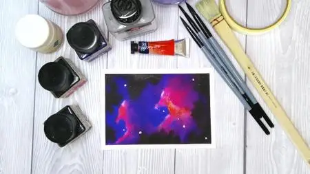 Fun Colorful Galaxy with Watercolor: Learn to Paint with Liquid Watercolors