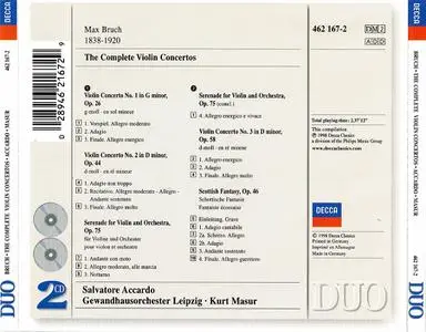 Salvatore Accardo, Kurt Masur, Gewandhausorchester Leipzig - Max Bruch: The Complete Violin Concertos (1998)