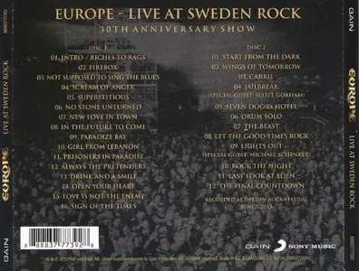 Europe - Live At Sweden Rock: 30th Anniversary Show (2013) 2CD