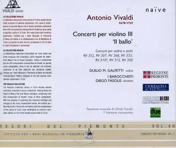 Duilio Galfetti, I Barocchisti, Diego Fasolis - Vivaldi: Concerti per violino, Vol. 3 (2009)