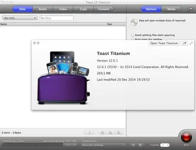 Roxio Toast Titanium 12.0.1.3524 Mac OS X