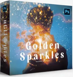 30 Shimmering Gold Sparkles Particle Overlay for Photoshop