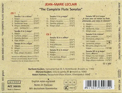 Barthold Kuijken, Wieland Kuijken, Robert Kohnen - Jean-Marie Leclair: The Complete Flute Sonatas (1992)
