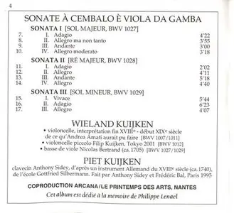 Bach Cello suites-sonate a Cembalo è viola da Gamba Wieland Kuijken Piet Kuijken