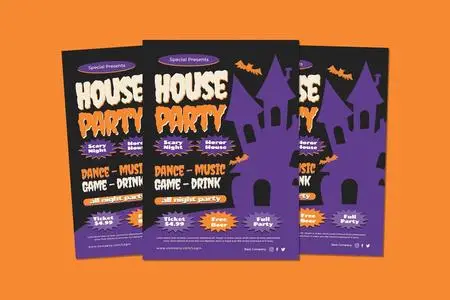 House Horor Party Flyers E3QNB9Z