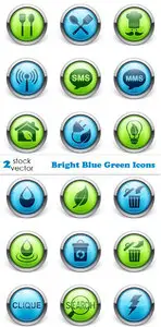 Vectors - Bright Blue Green Icons
