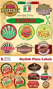 Vectors - Stylish Pizza Labels