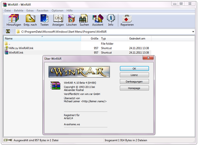 WinRAR v4.10 Beta 4 German (x86/x64)