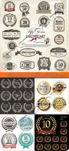 Anniversary badges and labels vector
