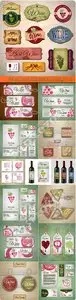 Wine corporate identity labels banner and tags vector