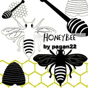 Vector Honey and Bee Brushes